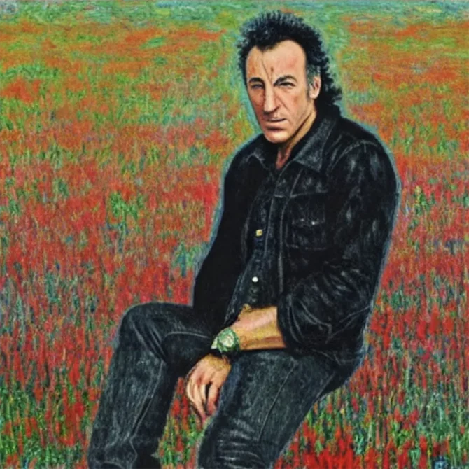 Bruce-Springsteen in the style of Claude Monet     10